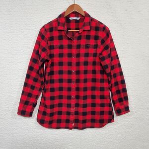 Woolrich Womens Black & Red Plaid Flannel Long Sleeve Button Shirt/Top Size Med